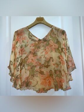 CURRENCY by Helen Welsh 100% silk cover up/ poncho/ cape